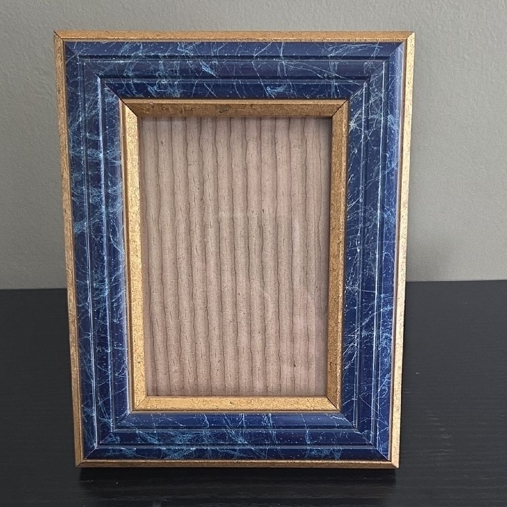 Elegant Blue and Gold Picture Frame